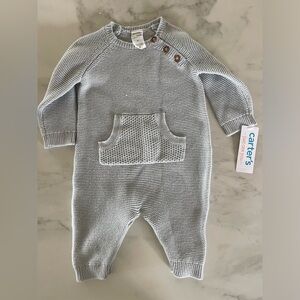 Carter's Light Blue Knit Baby Footie